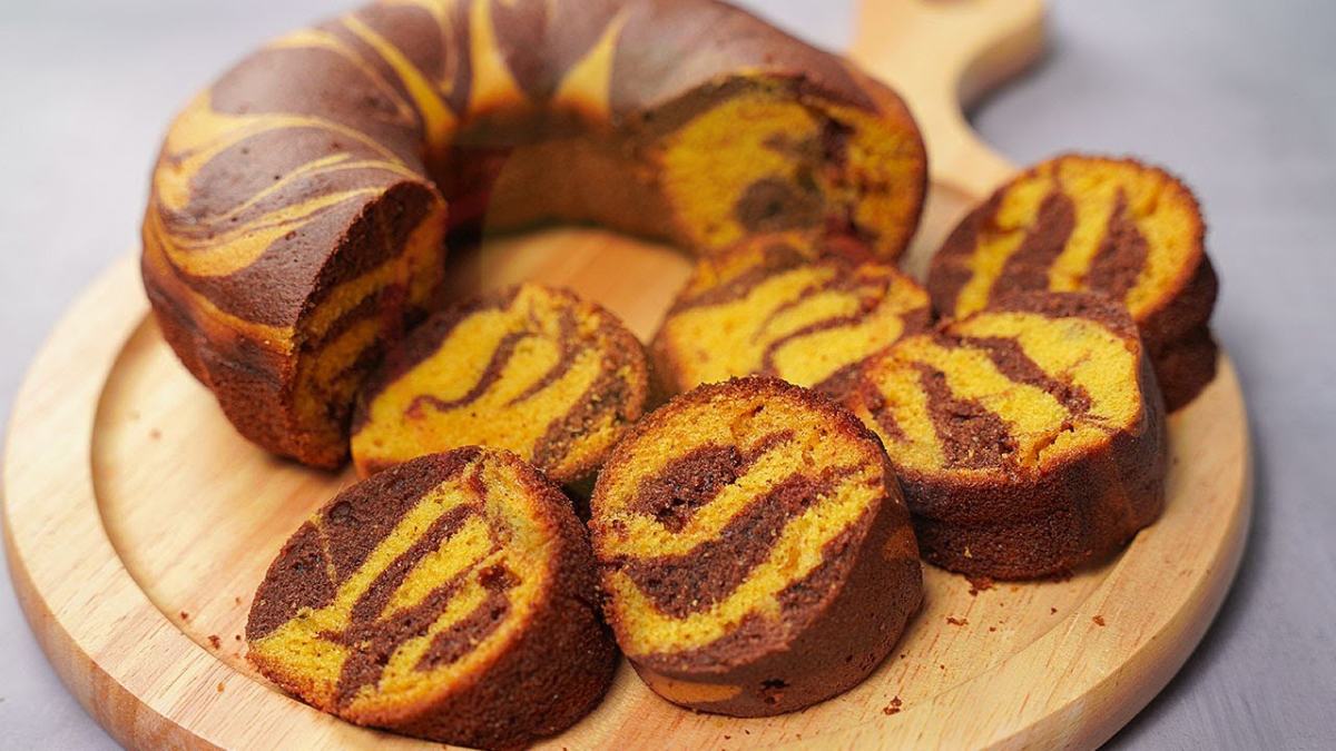 Image showing the Mango chocolate marble cake