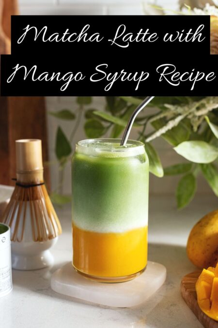 Image showing Matcha Latte with Mango Syrup Recipe