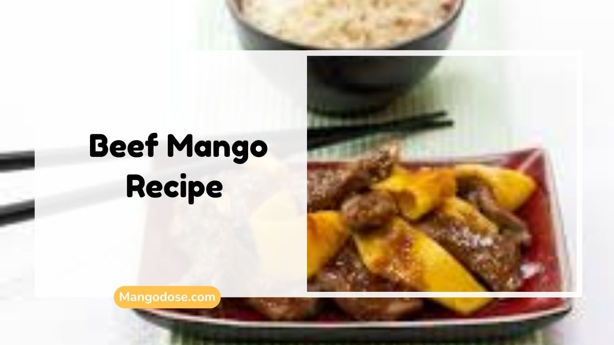 Beef mango recipe served in a bowl with tender beef, fresh mango, and rich savory gravy