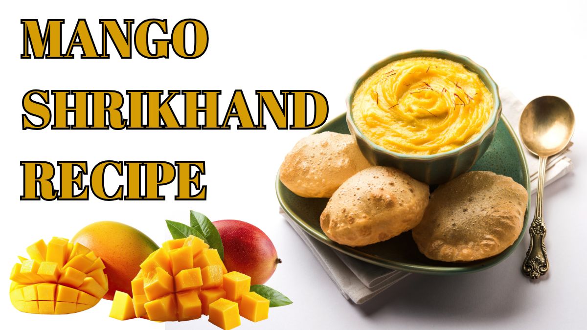Mango Shrikhand Recipe made with ripe mangoes, thick yogurt, and cardamom