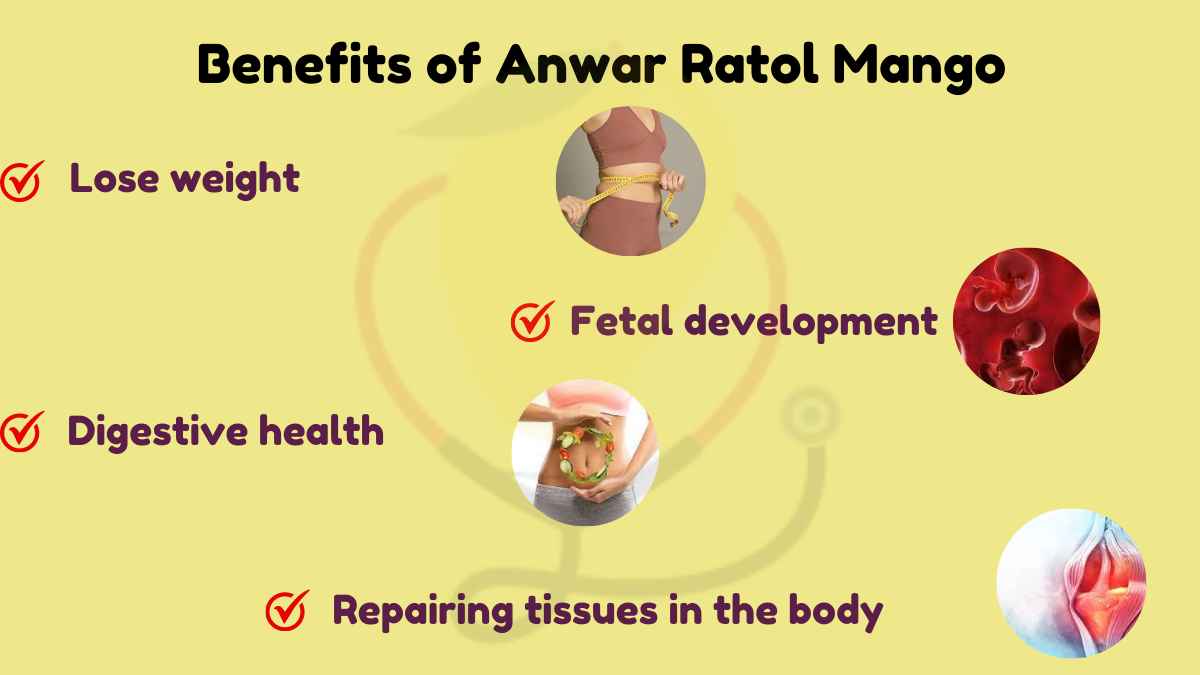 Image showing the health benefits of Anwar Ratol Mango