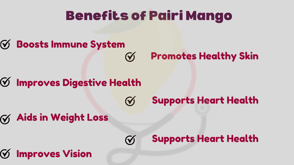 Image showing the health benefits of pairi mango