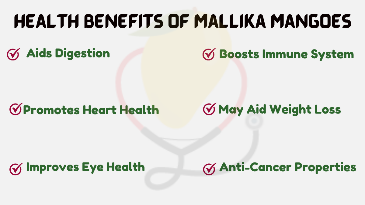 Image showing the health benefits of Mallika Mango