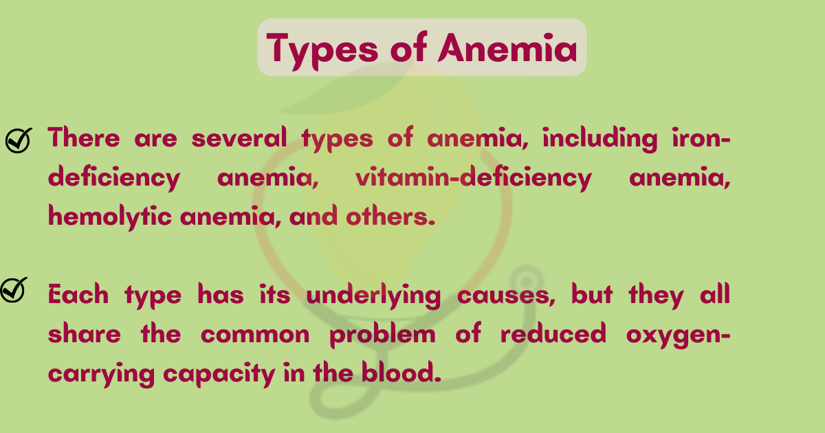 Image showing the Types of Anemia