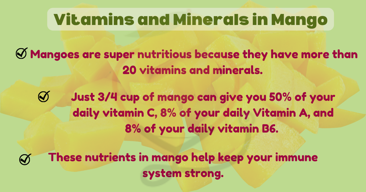 Image showing the Benefits of vitamins and minerals in mango