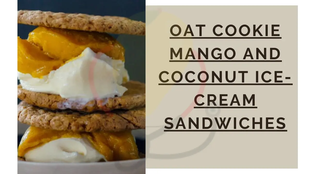 Image showing Oat cookie mango and coconut ice cream sandwiches Recipe